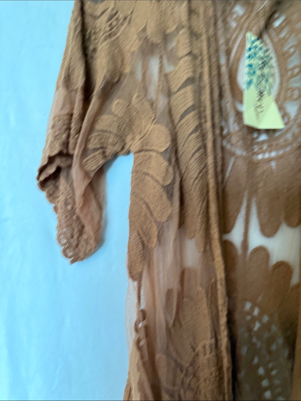 Crochet Lace Duster Kimono in Rust - Picture 3 of 4